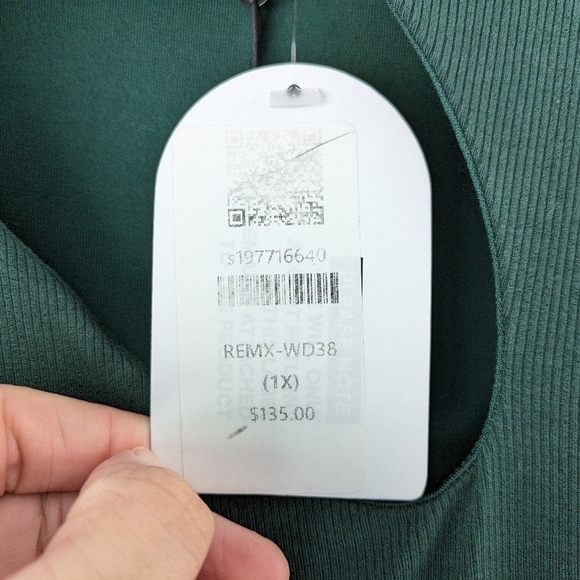 Remi x Revolve Dress Women's 1X Green Forest Lori Midi Plus Cutout Rib Bodycon  - Picture 4 of 9